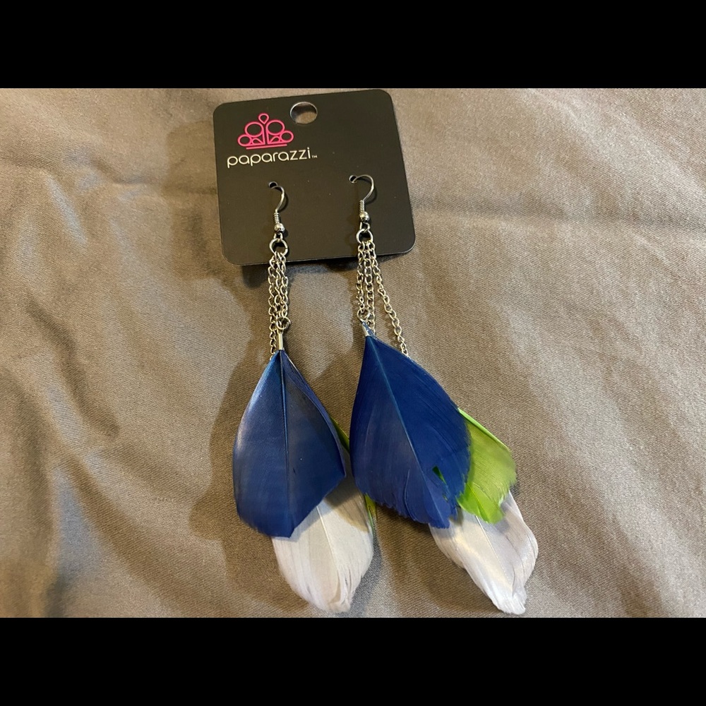 Paparazzi Feather (multicolor) earrings - new!
